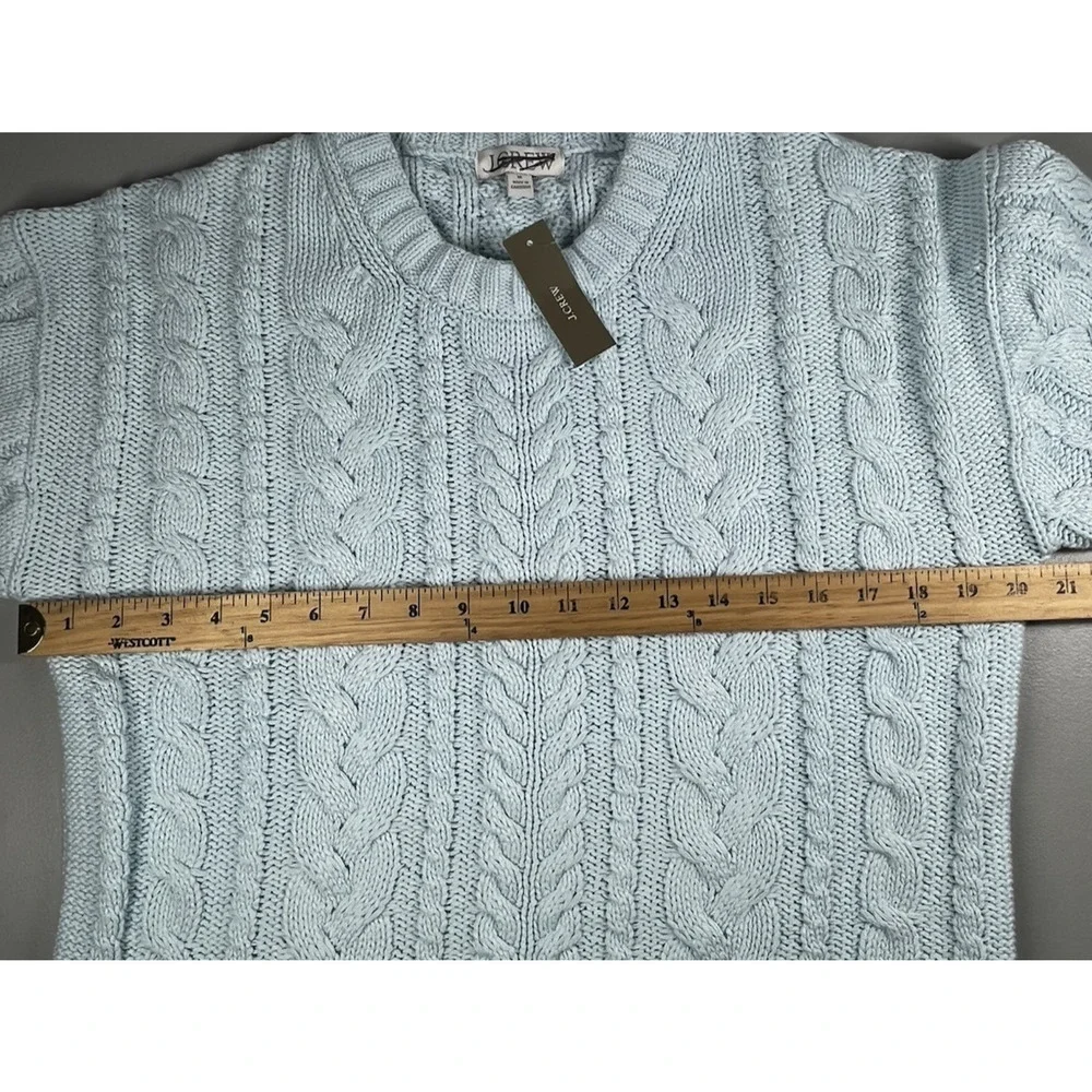 J Crew Cable Knit Crewneck Sweater Womens Medium Blue Midday Skies Classic